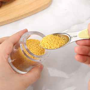 Magnetic Measuring Cups and Spoons Set-Heavy Duty 304 Stainless Steel Double Measurement Markings,BPA-Free,Set of 16 with Leveler for Measuring Dry and Liquid Ingredients(Cocoon)