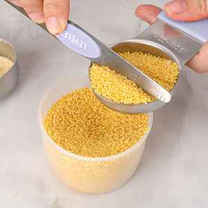 Magnetic Measuring Cups and Spoons Set-Heavy Duty 304 Stainless Steel Double Measurement Markings,BPA-Free,Set of 16 with Leveler for Measuring Dry and Liquid Ingredients(Lavender)