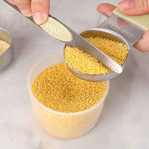 Magnetic Measuring Cups and Spoons Set-Heavy Duty 304 Stainless Steel Double Measurement Markings,BPA-Free,Set of 16 with Leveler for Measuring Dry and Liquid Ingredients(Cocoon)
