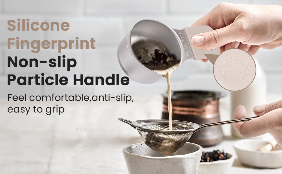 Magnetic measuring cup and spoon set - heavy-duty 304 stainless steel, dual measuring markers, 16 piece set with level for measuring dry and liquid composition(khaki)