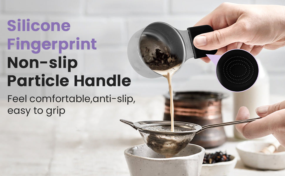 Magnetic measuring cup and spoon set - heavy-duty 304 stainless steel, dual measuring markers, 16 piece set with level for measuring dry and liquid composition(Black)